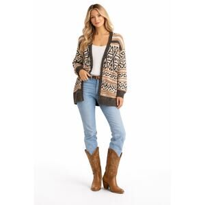 Lucky Brand Aztec Cardigan Size Large NWT Boho Southwestern Sweater Nwt